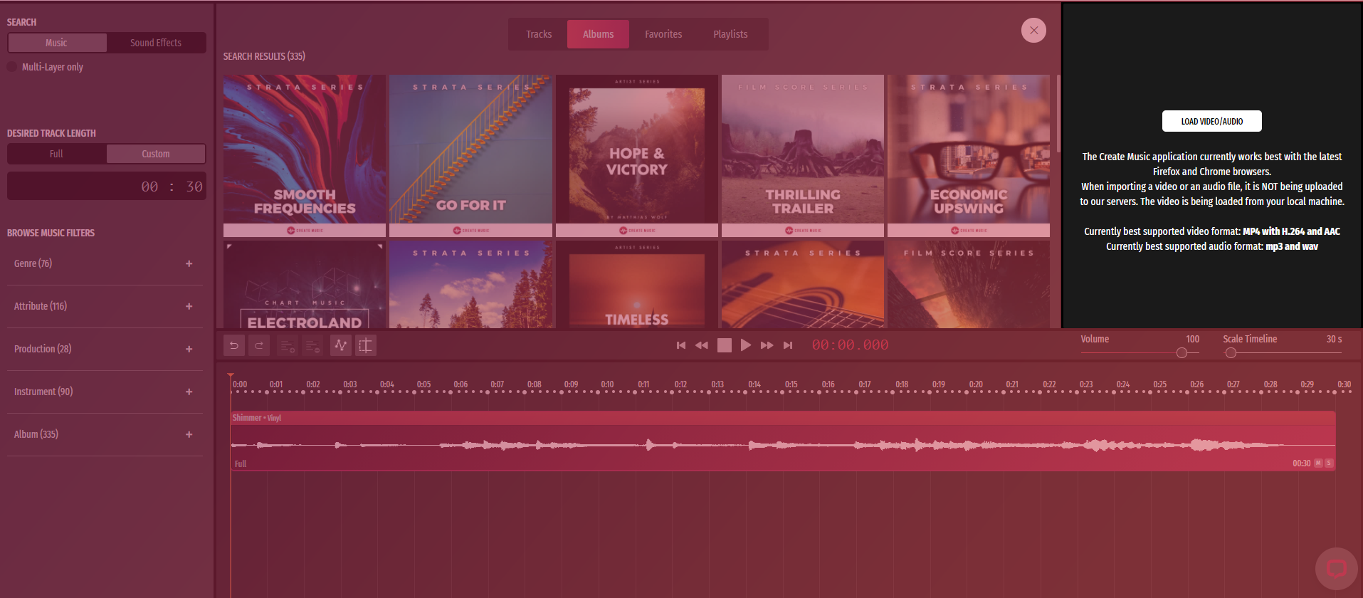Screenshot stock music create music